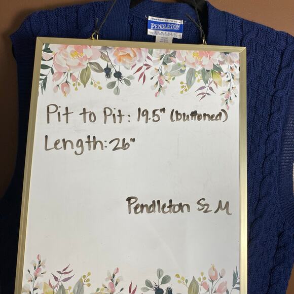 Vintage Pendleton Sz M Women's 100% Virgin Wool Sweater Vest Button Front Navy - Picture 8 of 8
